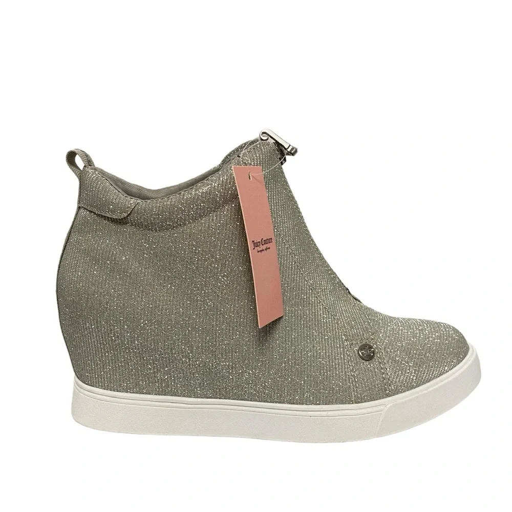 Juicy Couture Joanz Wedge Sneakers Spring Summer Casual Ankle Boots‎ Silver 9